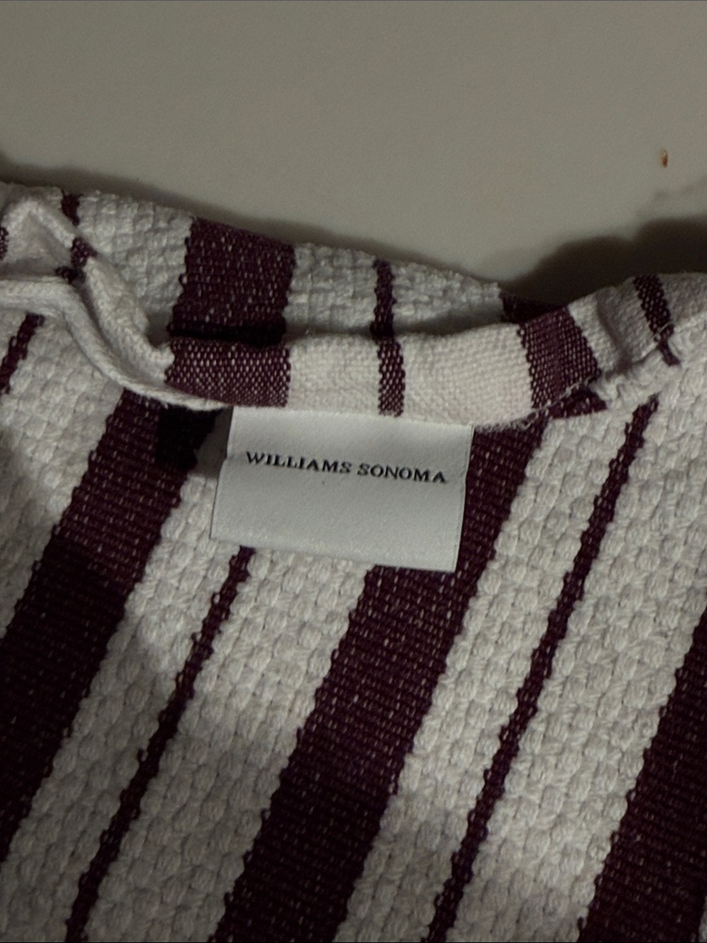 9 William Sonoma Striped Kitchen Towel Set - White & Burgundy - Picture 3 of 4